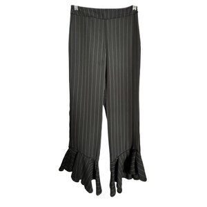 Pin Striped Black Ruffled Hem Pants By Bershka EUR 34 / USA 2 Small Classic Cute